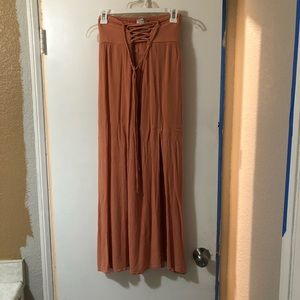 Peach Maxi Skirt with slit on the side
